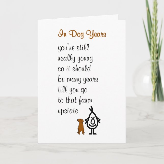 Tarjeta En años de perro - un poema divertido de cumpleaño (Anverso)