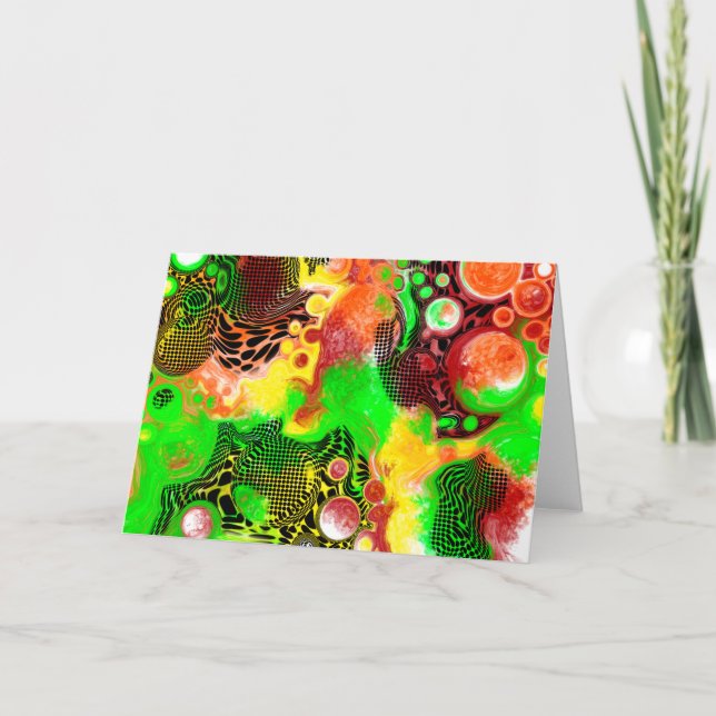 Tarjeta en blanco | Arte fluido de pintura digital (Anverso)