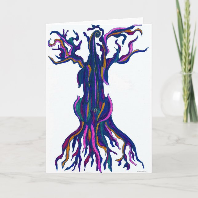 Tarjeta en blanco azul del árbol del violoncelo (Anverso)