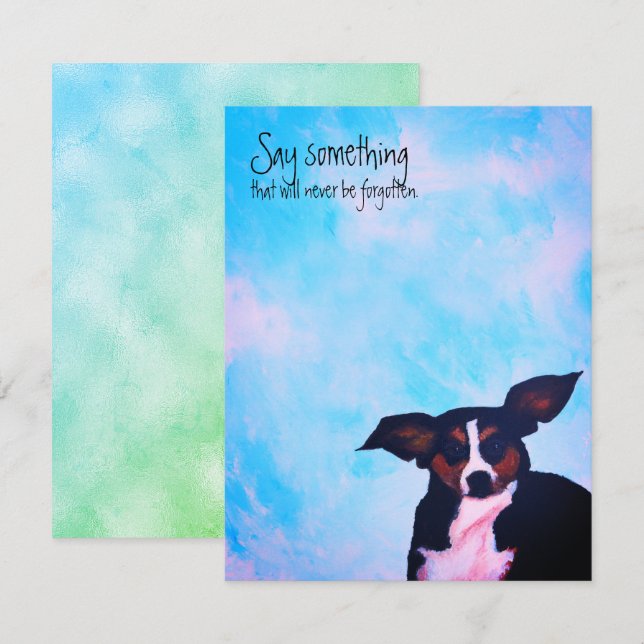 Tarjeta en blanco azul para perros con cielo azul (Anverso / Reverso)