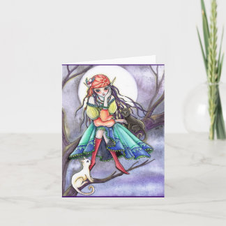 Tarjeta en blanco - Bruja gitana y gato ~~* El vis