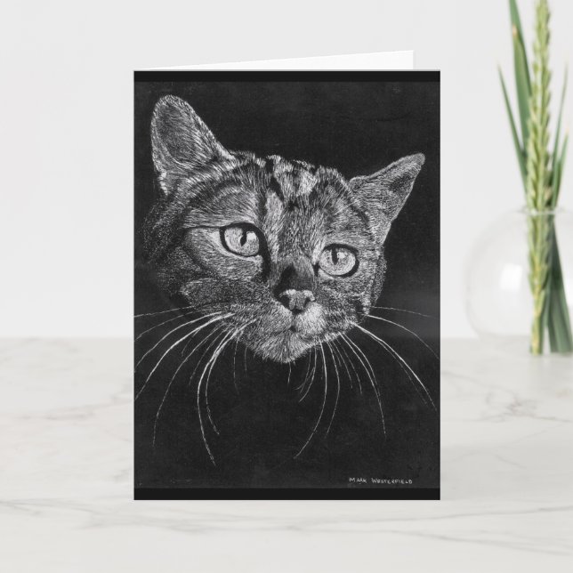 Tarjeta en blanco Cara de gato. (Anverso)