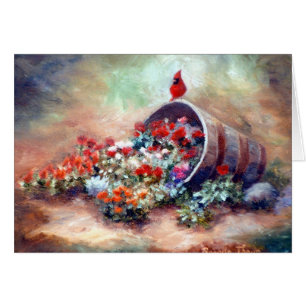 Tarjeta en blanco cardinal que desborda