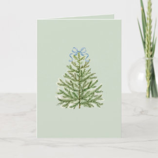 Tarjeta en blanco con árbol de navidad acuarela