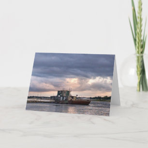 Tarjeta en blanco con barco del río Misisipi