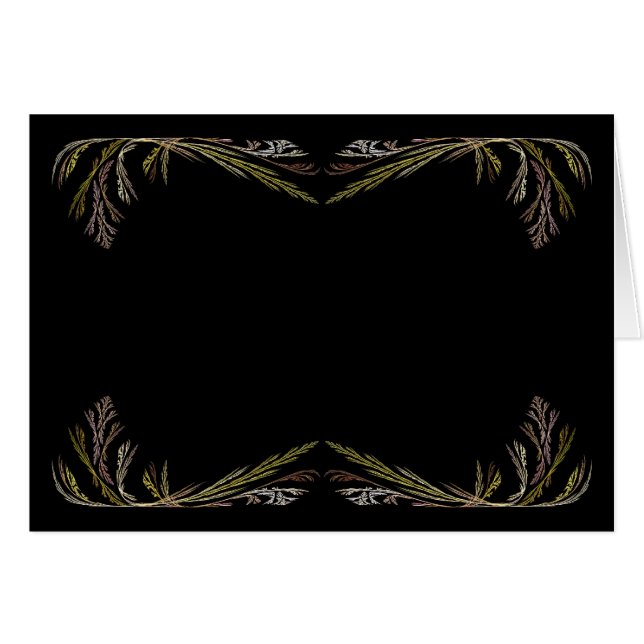 Tarjeta en blanco con borde de fractal dorado y ne (Anverso (Horizontal))