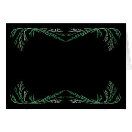 Tarjeta en blanco con borde fractal verde y negro