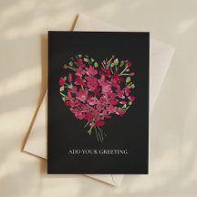 Tarjeta en blanco con corazón floral de acuarela r
