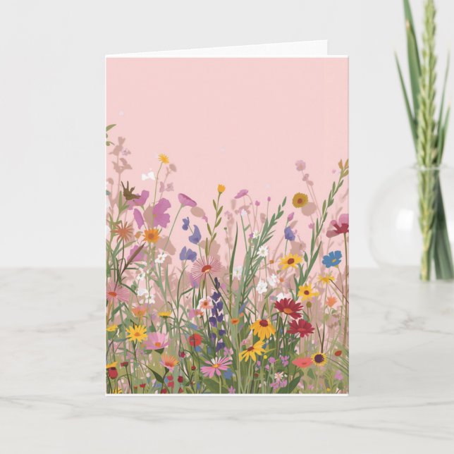 Tarjeta en blanco con flores silvestres sobre fond (Anverso)