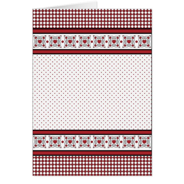 Tarjeta en blanco con fondo de corazón rojo y negr (Frente)