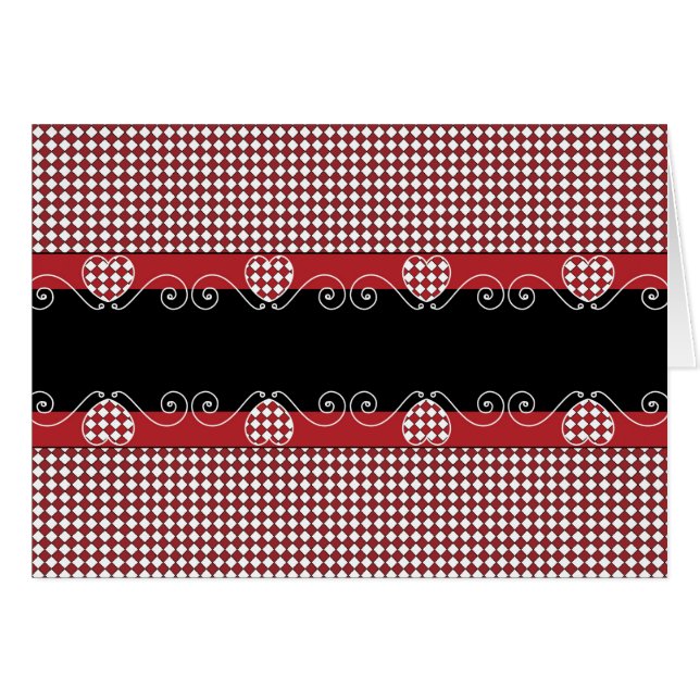 Tarjeta en blanco con fondo de corazón rojo y negr (Anverso (Horizontal))