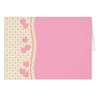 Tarjeta en blanco con fondo de corazón rosa y blan