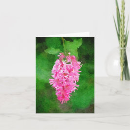 Tarjeta en blanco con lila rosa en acuarela