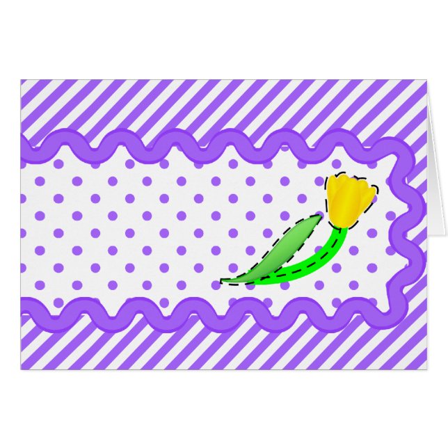 Tarjeta en blanco con rayas y tulipanes (Anverso (Horizontal))