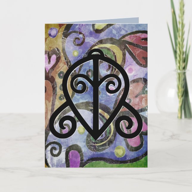 Tarjeta en blanco con símbolo Adinkra para el amor (Anverso)