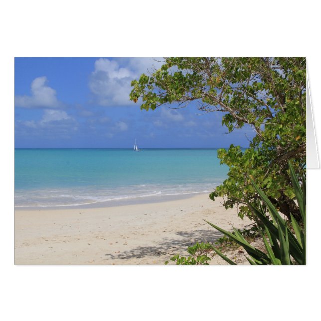 Tarjeta en blanco con un velero en el Caribe (Anverso (Horizontal))