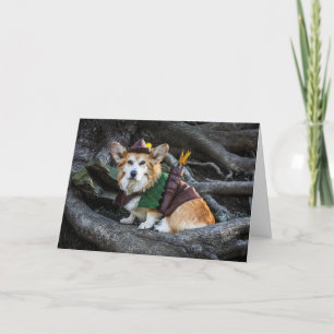 Tarjeta en blanco Corgi Robin Hood