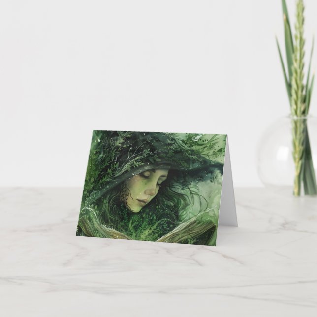 Tarjeta en blanco de bruja verde (Anverso)