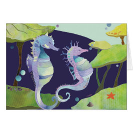 Tarjeta en blanco de caballo de mar