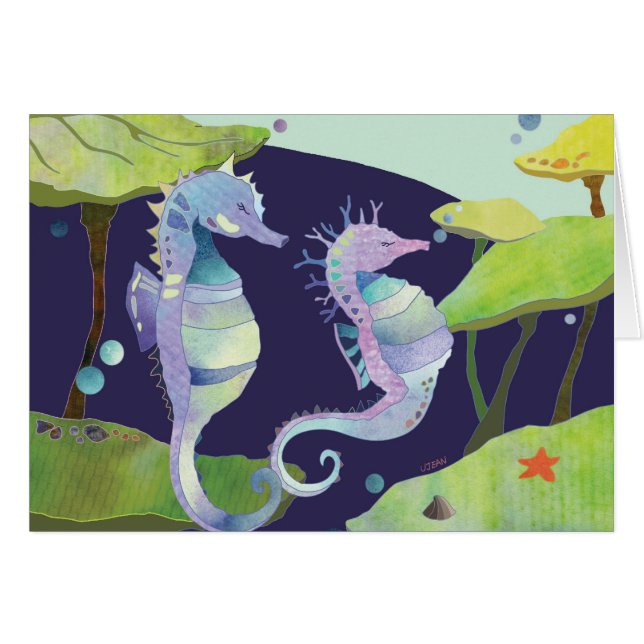 Tarjeta en blanco de caballo de mar (Anverso (Horizontal))