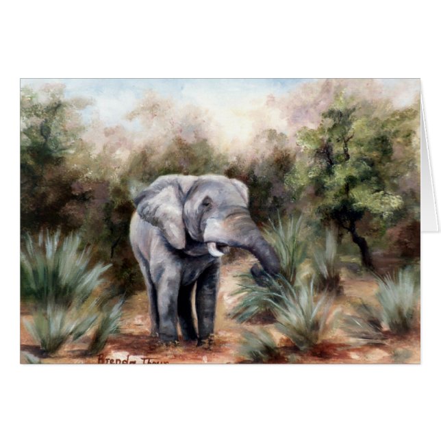Tarjeta en blanco de ComingThrough del elefante (Anverso (Horizontal))