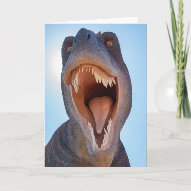 Tarjeta en blanco de dinosaurio ruidoso (Anverso)