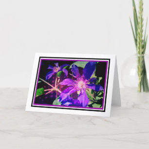 Tarjeta en blanco de flor Clematis con iluminación