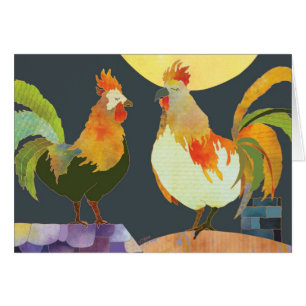 Tarjeta en blanco de gallos