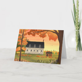 Tarjeta en blanco de granja otoñal de calabaza