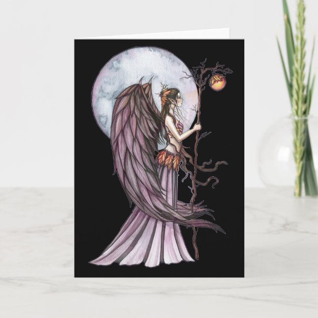 Tarjeta en blanco de hadas de la luna gótica del (Anverso)