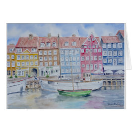 Tarjeta en blanco de la acuarela de Copenhague
