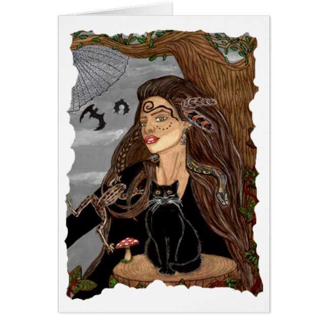 Tarjeta en blanco de la bruja oscura de los artes (Frente)