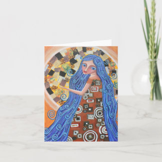 Tarjeta en blanco de la diosa rubia del arándano