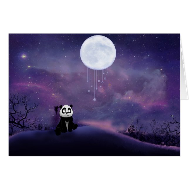 Tarjeta en blanco de la luna de la panda (Anverso (Horizontal))