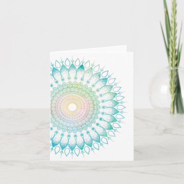 Tarjeta en blanco de la mandala de la acuarela (Anverso)