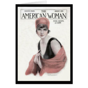 Tarjeta en blanco de la mujer del americano del