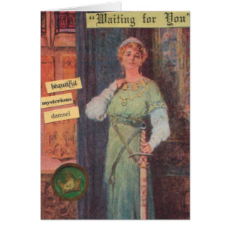 Tarjeta en blanco de la mujer medieval misteriosa