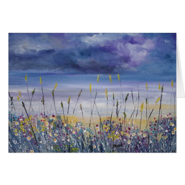 Tarjeta en blanco de la playa vacía (Anverso (Horizontal))