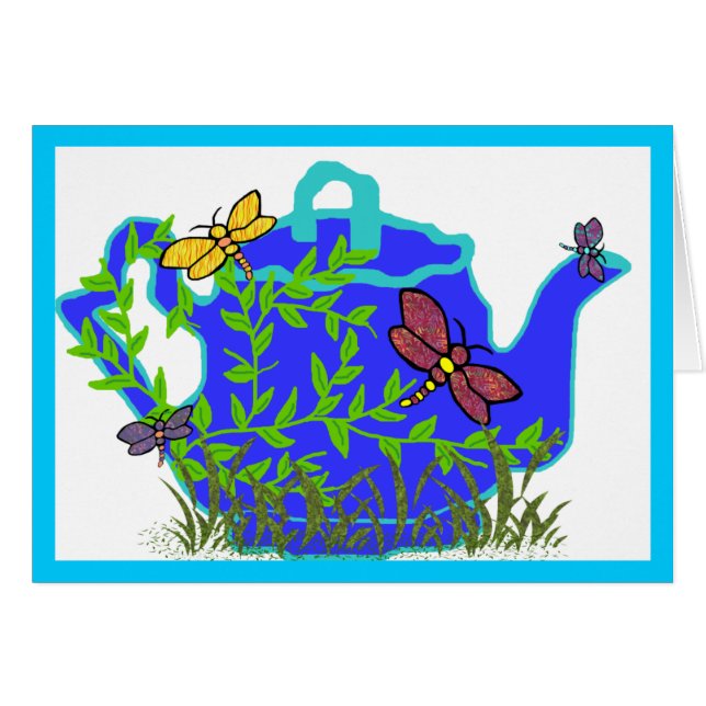 Tarjeta en blanco de la tetera de la libélula (Anverso (Horizontal))