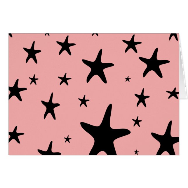 Tarjeta en blanco de las estrellas de mar rosadas (Anverso (Horizontal))