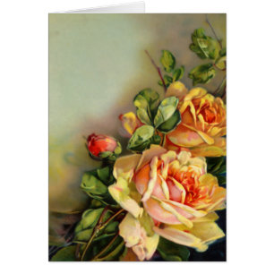 Tarjeta en blanco de los rosas del vintage