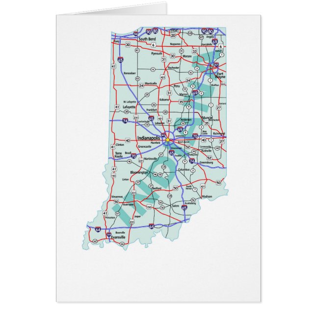 Tarjeta en blanco de mapa de Indiana (Frente)