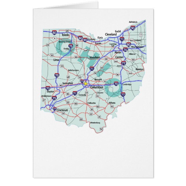 Tarjeta en blanco de mapa de Ohio (Frente)