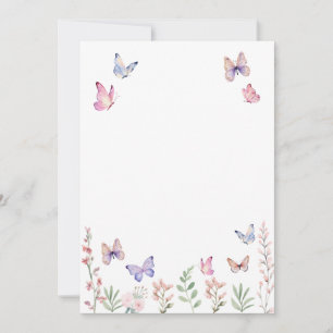 Tarjeta en blanco de mariposas al acuarela para di