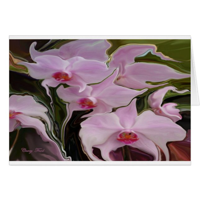 TARJETA EN BLANCO DE ORCHIDAS DE EMPUJE (Anverso (Horizontal))