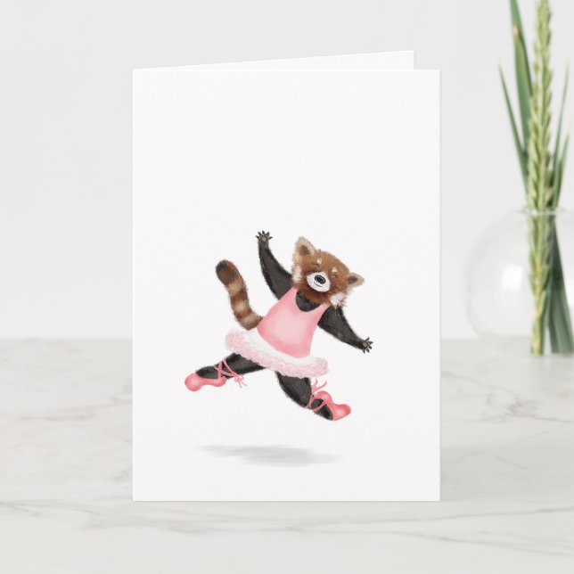 Tarjeta en blanco de panda roja bailable (Anverso)