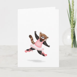 Tarjeta en blanco de panda roja bailable