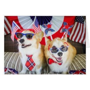 Tarjeta en blanco de Patriotic Corgis