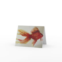 Tarjeta en blanco de pez acuarela