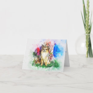 Tarjeta en blanco de pintura de acuarela de Chihua